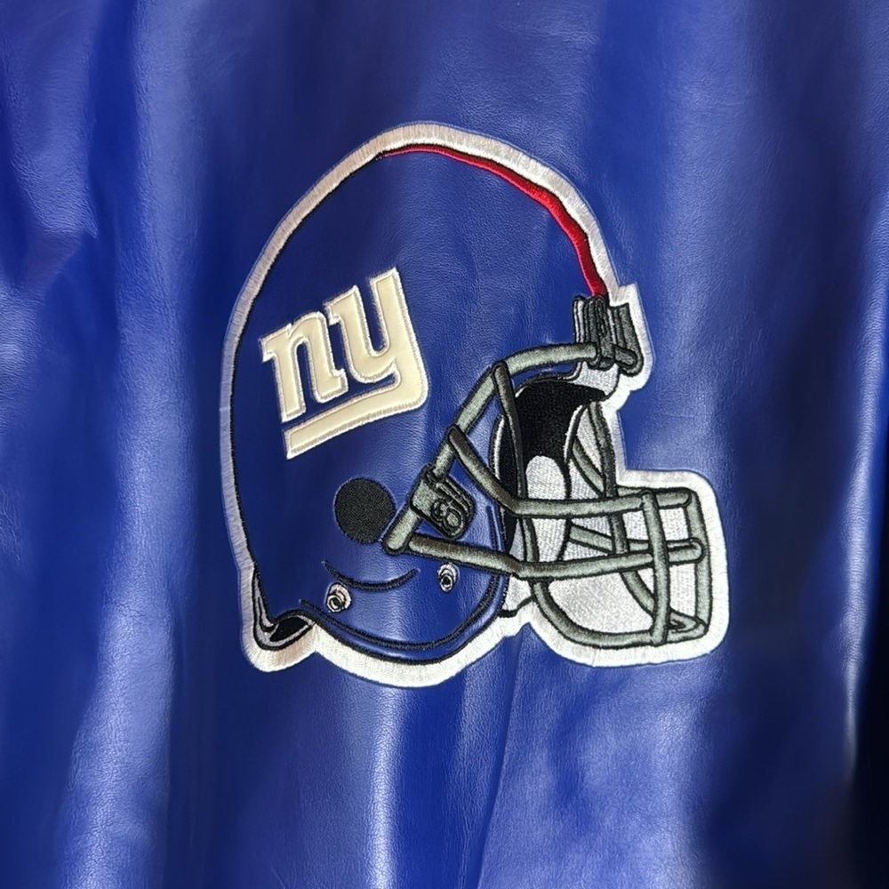 New York Giants faux leather Varsity jacket Blue and red Size XL - Picture 9 of 12